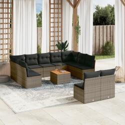 vidaXL 12 részes szürke polyrattan kerti ülőgarnitúra párnákkal (3256221)