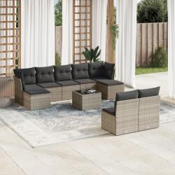vidaXL 10 részes szürke polyrattan kerti ülőgarnitúra párnákkal (3250119)