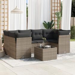 vidaXL 7 részes szürke polyrattan kerti ülőgarnitúra párnákkal (3249109)