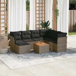 vidaXL 8 részes szürke polyrattan kerti ülőgarnitúra párnákkal (3256095)