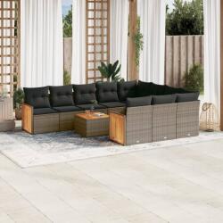 vidaXL 11 részes szürke polyrattan kerti ülőgarnitúra párnákkal (3228027) - vidaxl