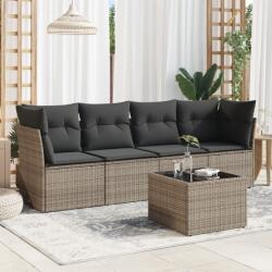 vidaXL 5 részes szürke polyrattan kerti ülőgarnitúra párnákkal (3249079)