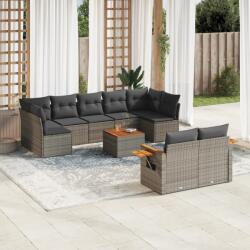 vidaXL 10 részes szürke polyrattan kerti ülőgarnitúra párnákkal (3227138)
