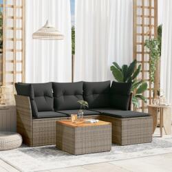 vidaXL 5 részes szürke polyrattan kerti ülőgarnitúra párnákkal (3255941)