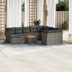 vidaXL 11 részes szürke polyrattan kerti ülőgarnitúra párnákkal (3256305)