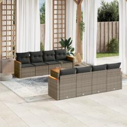 vidaXL 9 részes szürke polyrattan kerti ülőgarnitúra párnákkal (3258224)