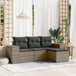 vidaXL 4 részes szürke polyrattan kerti ülőgarnitúra párnákkal (3254807)