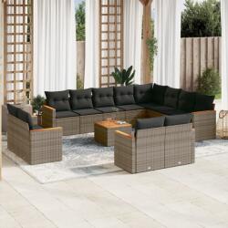 vidaXL 13 részes szürke polyrattan kerti ülőgarnitúra párnákkal (3226522)
