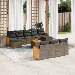 vidaXL 11 részes szürke polyrattan kerti ülőgarnitúra párnákkal (3228104)