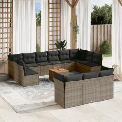 vidaXL 14 részes szürke polyrattan kerti ülőgarnitúra párnákkal (3223925)