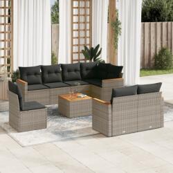vidaXL 9 részes szürke polyrattan kerti ülőgarnitúra párnákkal (3258574)