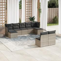 vidaXL 9 részes szürke polyrattan kerti ülőgarnitúra párnákkal (3250109)