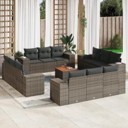 vidaXL 13 részes szürke polyrattan kerti ülőgarnitúra párnákkal (3225381)