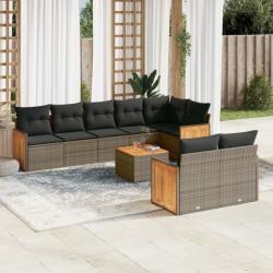 vidaXL 9 részes szürke polyrattan kerti ülőgarnitúra párnákkal (3227838) - vidaxl