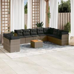 vidaXL 11 részes szürke polyrattan kerti ülőgarnitúra párnákkal (3223722)