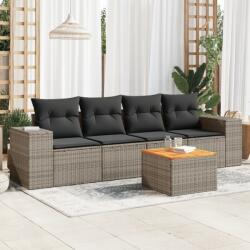 vidaXL 5 részes szürke polyrattan kerti ülőgarnitúra párnákkal (3225325)
