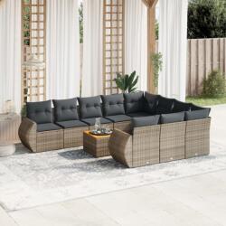 vidaXL 11 részes szürke polyrattan kerti ülőgarnitúra párnákkal (3257516)
