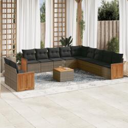 vidaXL 12 részes szürke polyrattan kerti ülőgarnitúra párnákkal (3260219)