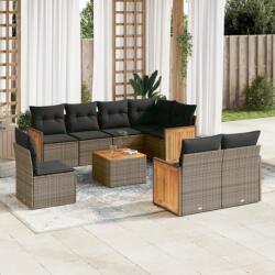 vidaXL 9 részes szürke polyrattan kerti ülőgarnitúra párnákkal (3260254) - vidaxl