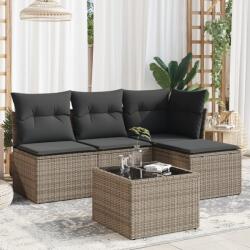 vidaXL 5 részes szürke polyrattan kerti ülőgarnitúra párnákkal (3249349)