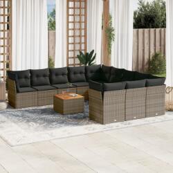 vidaXL 12 részes szürke polyrattan kerti ülőgarnitúra párnákkal (3223911)