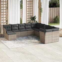 vidaXL 11 részes szürke polyrattan kerti ülőgarnitúra párnákkal (3250449)