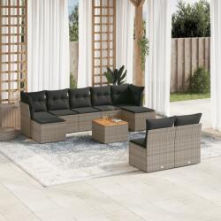 vidaXL 10 részes szürke polyrattan kerti ülőgarnitúra párnákkal (3256193)