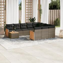 vidaXL 11 részes szürke polyrattan kerti ülőgarnitúra párnákkal (3228048) - vidaxl
