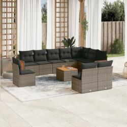 vidaXL 11 részes szürke polyrattan kerti ülőgarnitúra párnákkal (3227761)