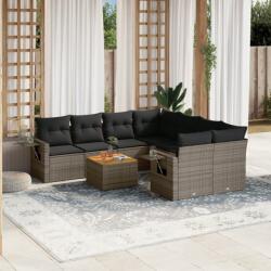 vidaXL 9 részes szürke polyrattan kerti ülőgarnitúra párnákkal (3256823)