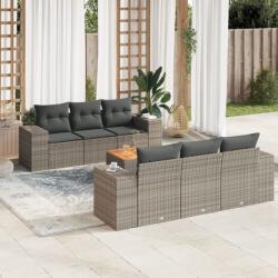 vidaXL 7 részes szürke polyrattan kerti ülőgarnitúra párnákkal (3225339)