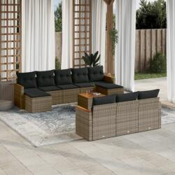 vidaXL 11 részes szürke polyrattan kerti ülőgarnitúra párnákkal (3226424)