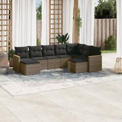 vidaXL 9 részes szürke polyrattan kerti ülőgarnitúra párnákkal (3258945)