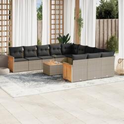 vidaXL 12 részes szürke polyrattan kerti ülőgarnitúra párnákkal (3228118)