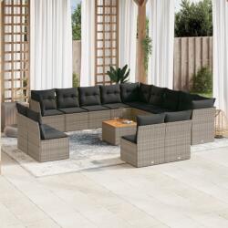 vidaXL 14 részes szürke polyrattan kerti ülőgarnitúra párnákkal (3256270)