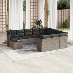 vidaXL 11 részes szürke polyrattan kerti ülőgarnitúra párnákkal (3250099)