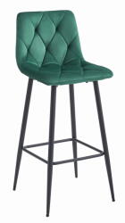 Scaun de bar verde inchis NADO VELVET cu picioare negre
