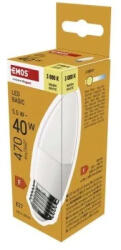 EMOS LED izzó Basic gyertya / E27 / 5, 5 W (40 W) / 470 lm / Meleg fehér (ZL4F22)