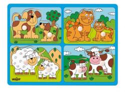 Woodyland Puzzle за най-малките с дръжки - домашни животни с малки (91913)