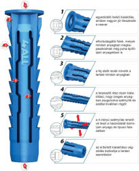  DÜBEL 4ALL-08 Rawlplug nagyteljesítményű univerzális nylon dübel 8*40 mm (100db/doboz) (58911)