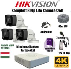 Hikvision 8MP TurboHD prémium kamera rendszer 3 db kamerával és 1 TB HDD-vel