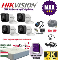  Hikvision 5Mp MAX Szereld Magad Csomag 4 kamerával és RJ45 balunnal