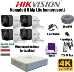 Hikvision 8MP TurboHD Lite prémium kamera rendszer 4 db kamerával és 1 TB HDD-vel