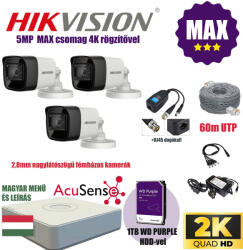  Hikvision 5Mp MAX Szereld Magad Csomag 3 kamerával és RJ45 balunnal