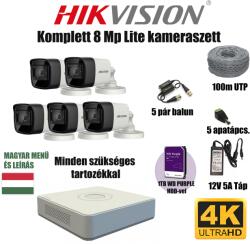 Hikvision 8MP TurboHD Lite prémium kamera rendszer 5 db kamerával és 1 TB HDD-vel