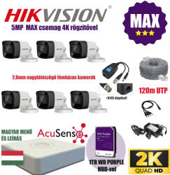 Hikvision 5Mp MAX Szereld Magad Csomag 6 kamerával és RJ45 balunnal