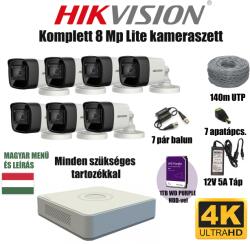Hikvision 8MP TurboHD Lite prémium kamera rendszer 7 db kamerával és 1 TB HDD-vel