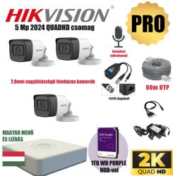  Hikvision 5Mp PRO Szereld Magad Csomag 3 kamerával és RJ45 balunnal!