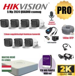  Hikvision 5Mp PRO Szereld Magad Csomag 7 kamerával és RJ45 balunnal!