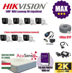  Hikvision 5Mp MAX Szereld Magad Csomag 7 kamerával és RJ45 balunnal